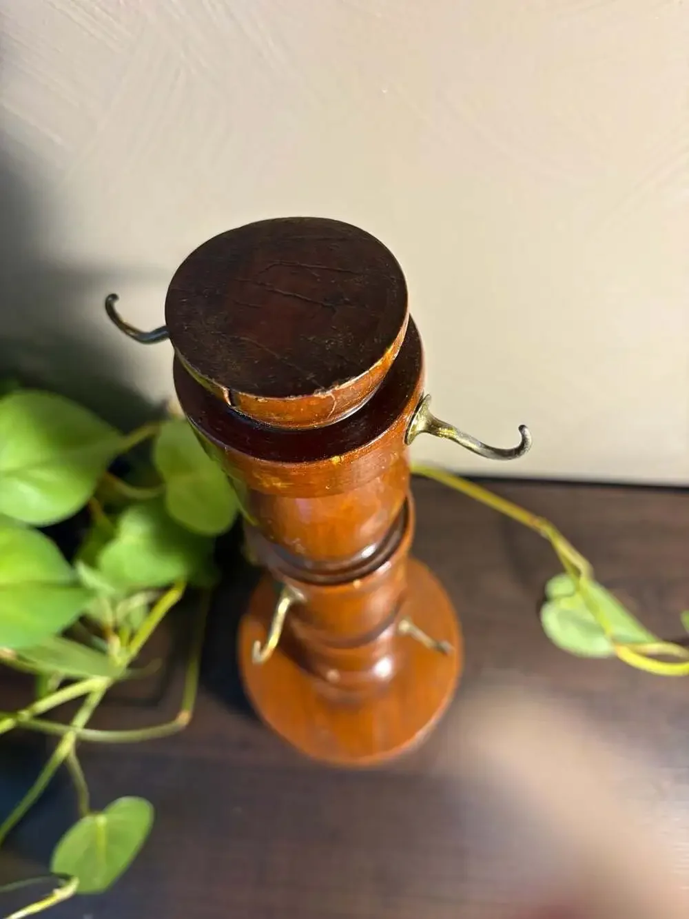 Vintage Wooden Hand Crafted Hooked Mug or Key Holder
